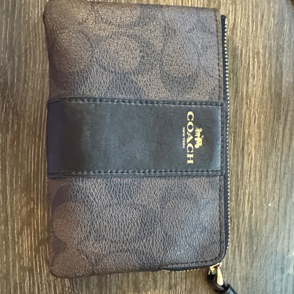 Coach Signature Brown and Black Wristlet